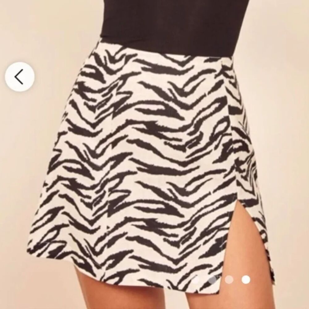 Reformation Cady Zebra Print Linen Mini Skirt Size 4